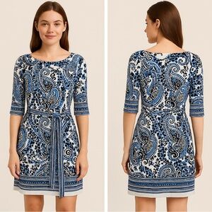 Chic Blue Paisley Mini Dress